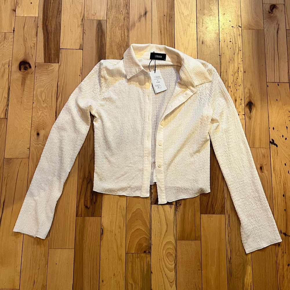 NWT Cream Textured Button Up by Cider